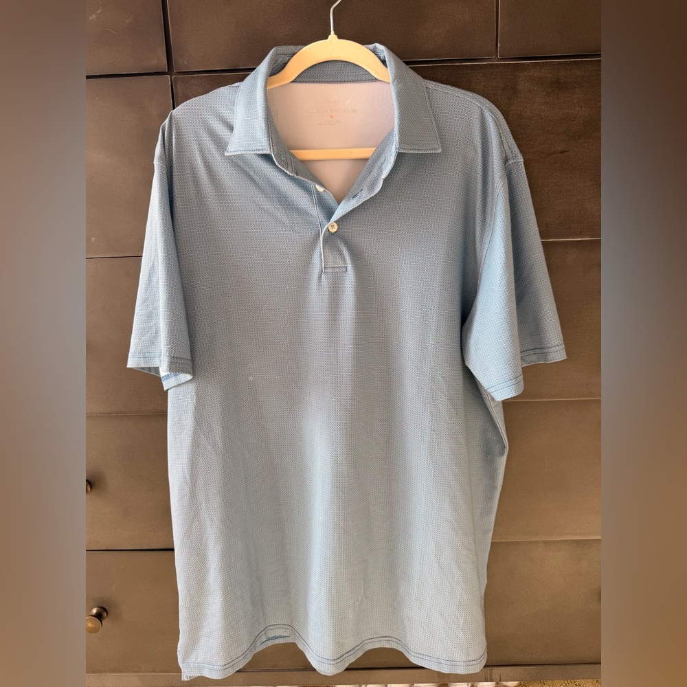 Southern Tide Sky Blue and Red Polo Shirt Large